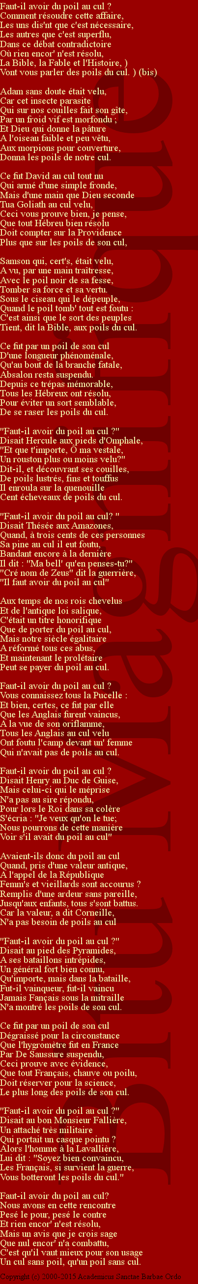Les poils du cul