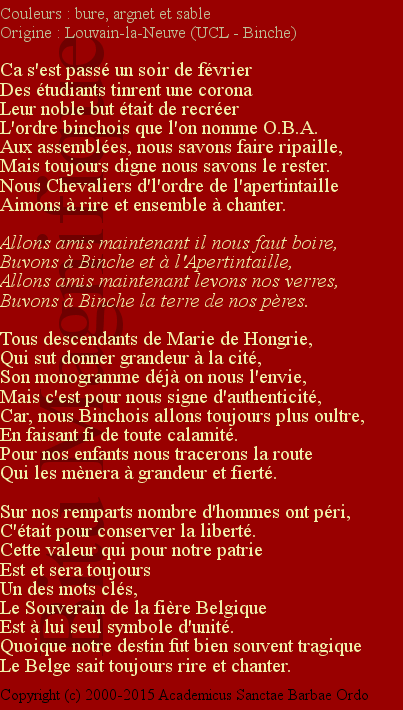 Ordre Binchois de l'Apertintaille (OBA)