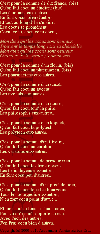 La ballade des cocus