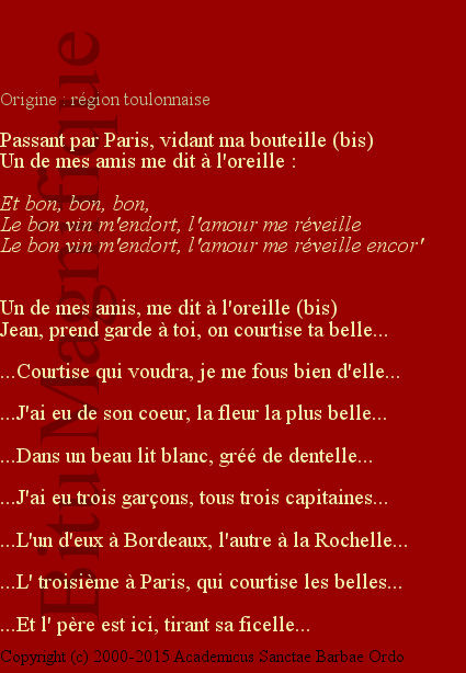 Le bon vin m'endort