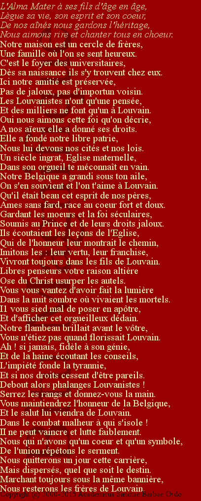 Le chant des étudiants catholiques de Louvain