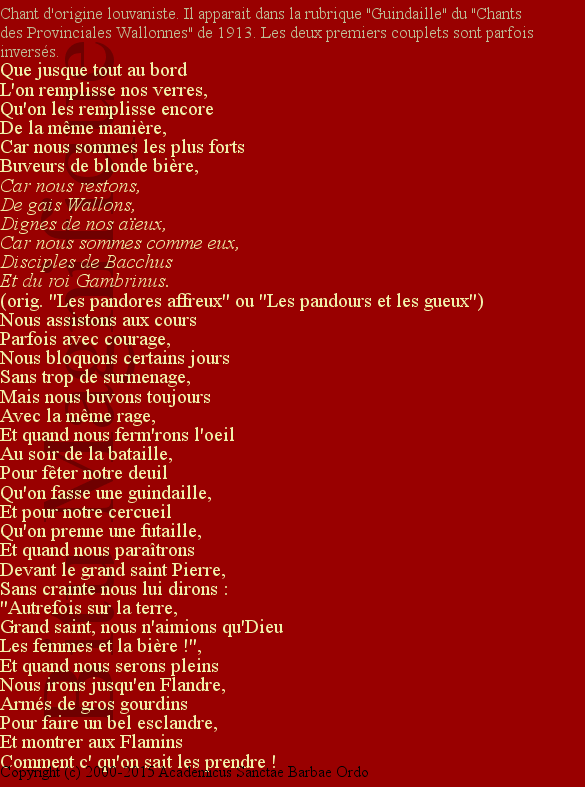 Le chant des Wallons
