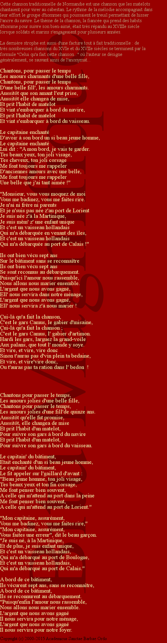 Chantons pour passer le temps