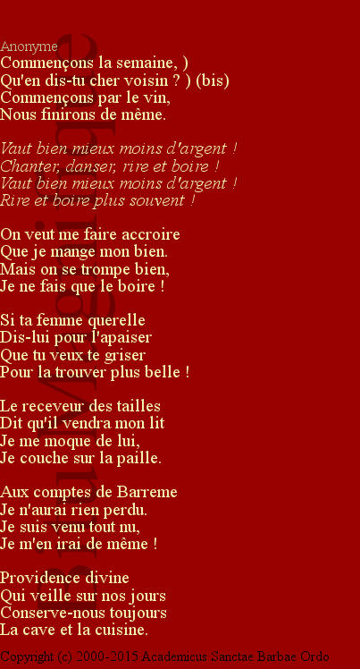 Commençons la semaine