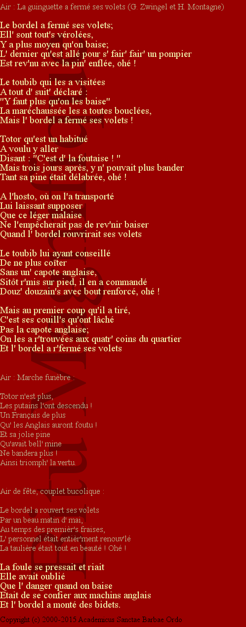 Le bordel a fermé ses volets