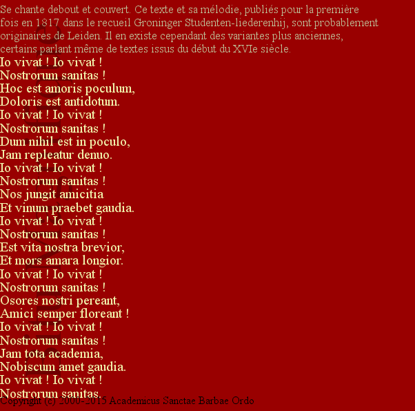 Io vivat !