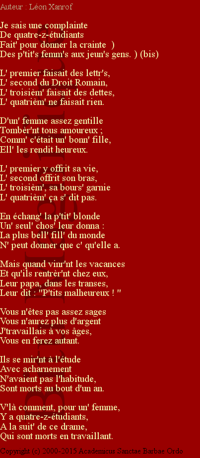 La complainte des quatre-z-étudiants