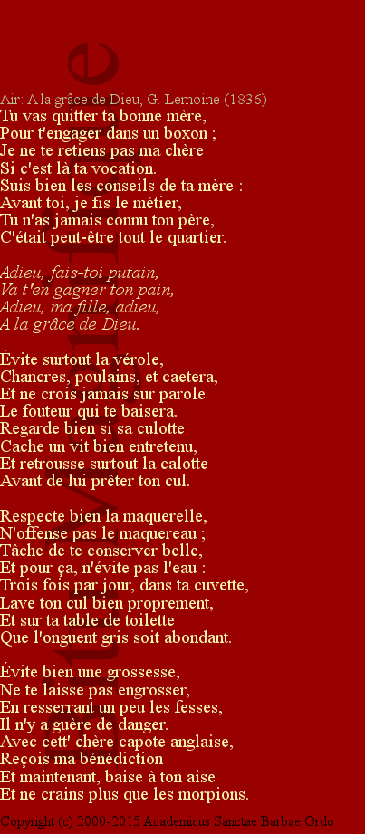 Conseils d'une putain à sa fille