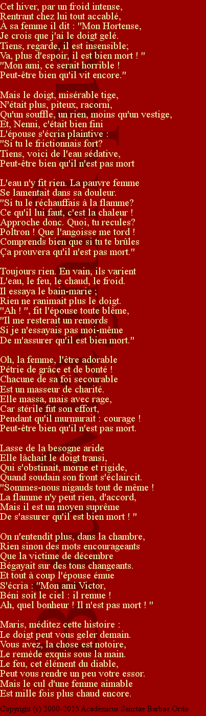 Le doigt gelé