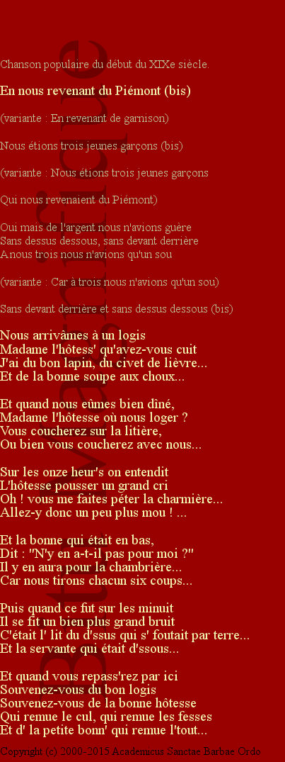 En revenant du Piémont