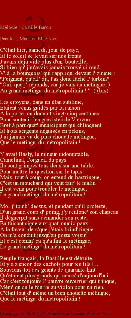Le grand métingue du métropolitain