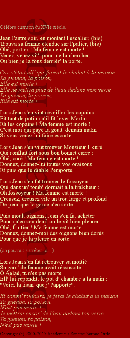 Ma femme est morte
