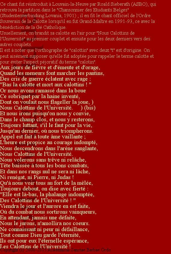 Le chant des calottins