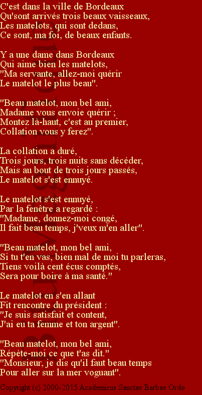 Le matelot de Bordeaux