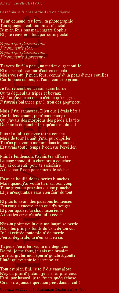 Les stances à Sophie