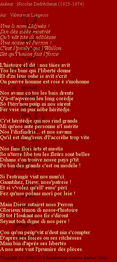 Li Tchant dès Lîdjwès