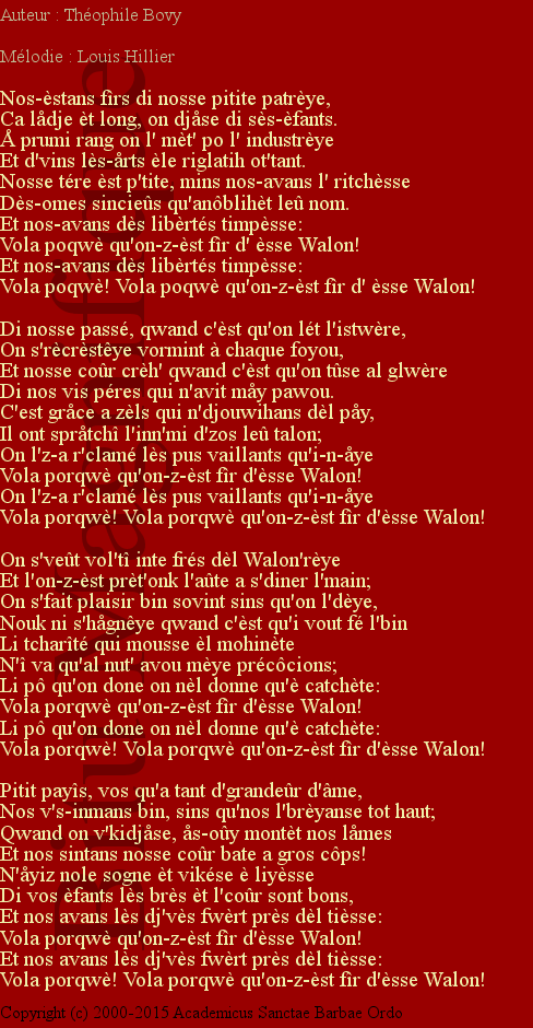 Li Tchant dès Walons