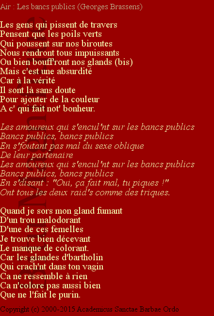 Les bancs publics