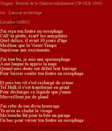 Le foutre en oesophage