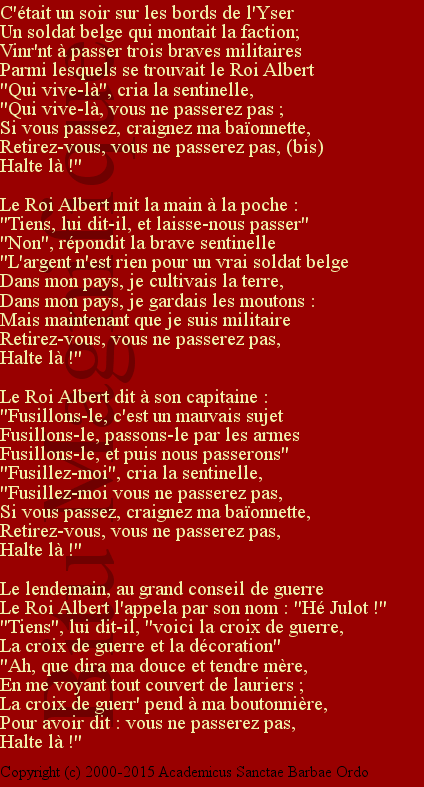 La chanson du roi Albert