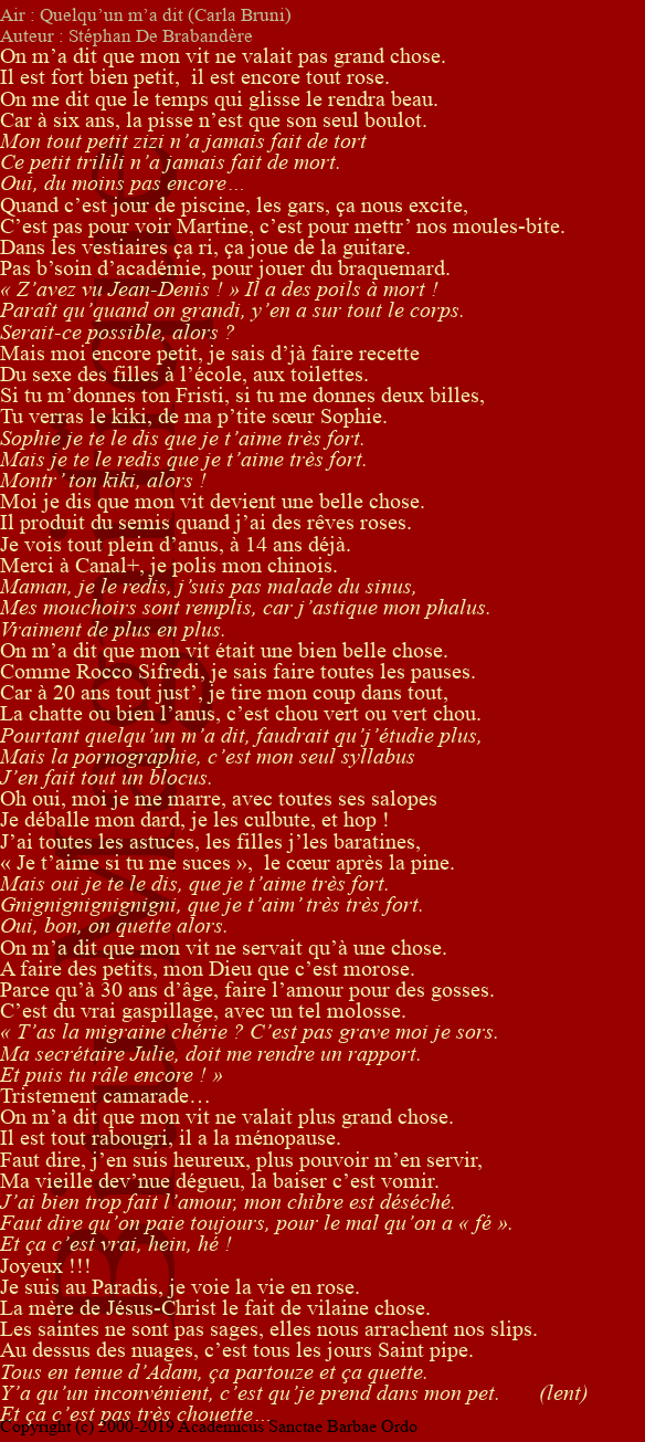 Quelqu'un m'a dit (ou « Lhistoire du zizi »)