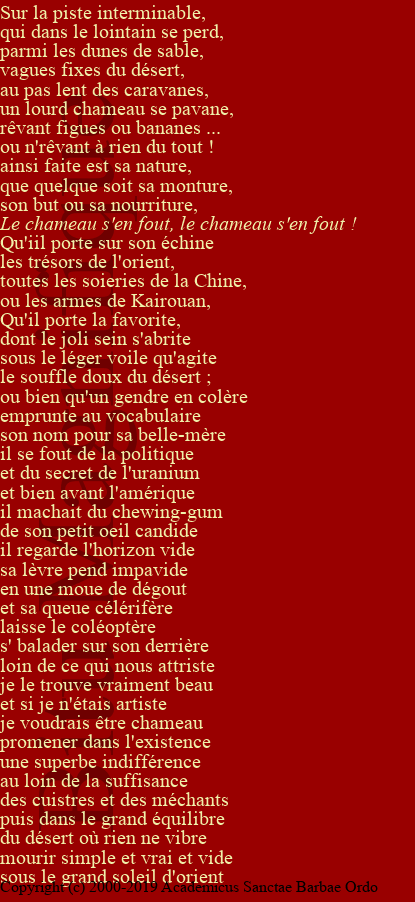 Le chameau s'en fout