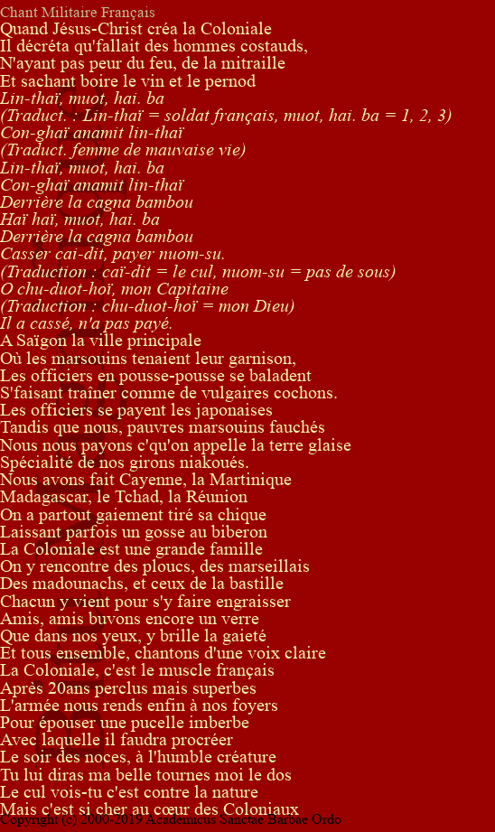 Quand Jésus-Christ créa la Coloniale