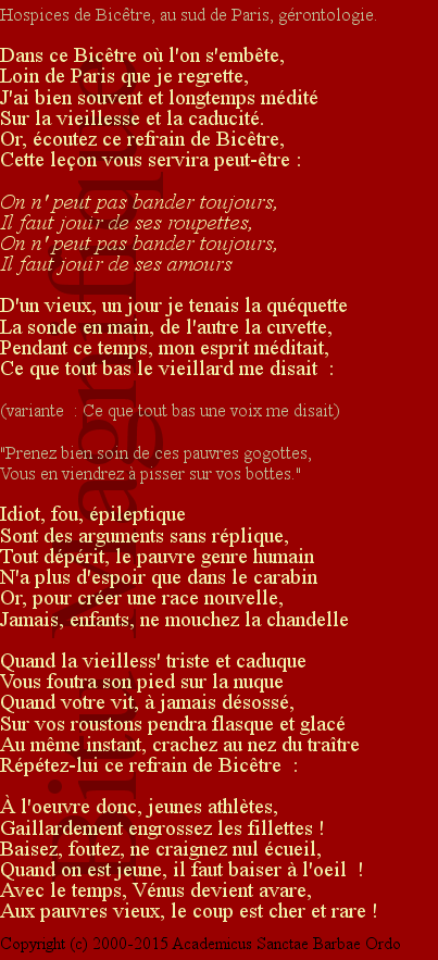 La chanson de Bicêtre
